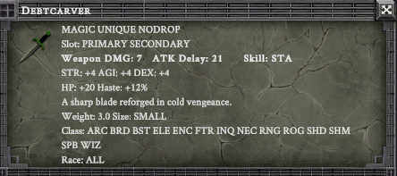DEBTCARVER item card